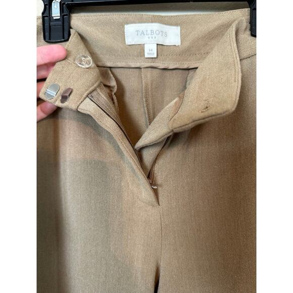 TALBOTS WOMEN'S SIZE 14 BEIGE PANTS Dress Pants Women High Rise Flare Slacks Tan - Picture 3 of 5